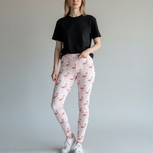 Guy Harvey Pink Flamingo Print Performance Leggings Women’s S (4/6) White